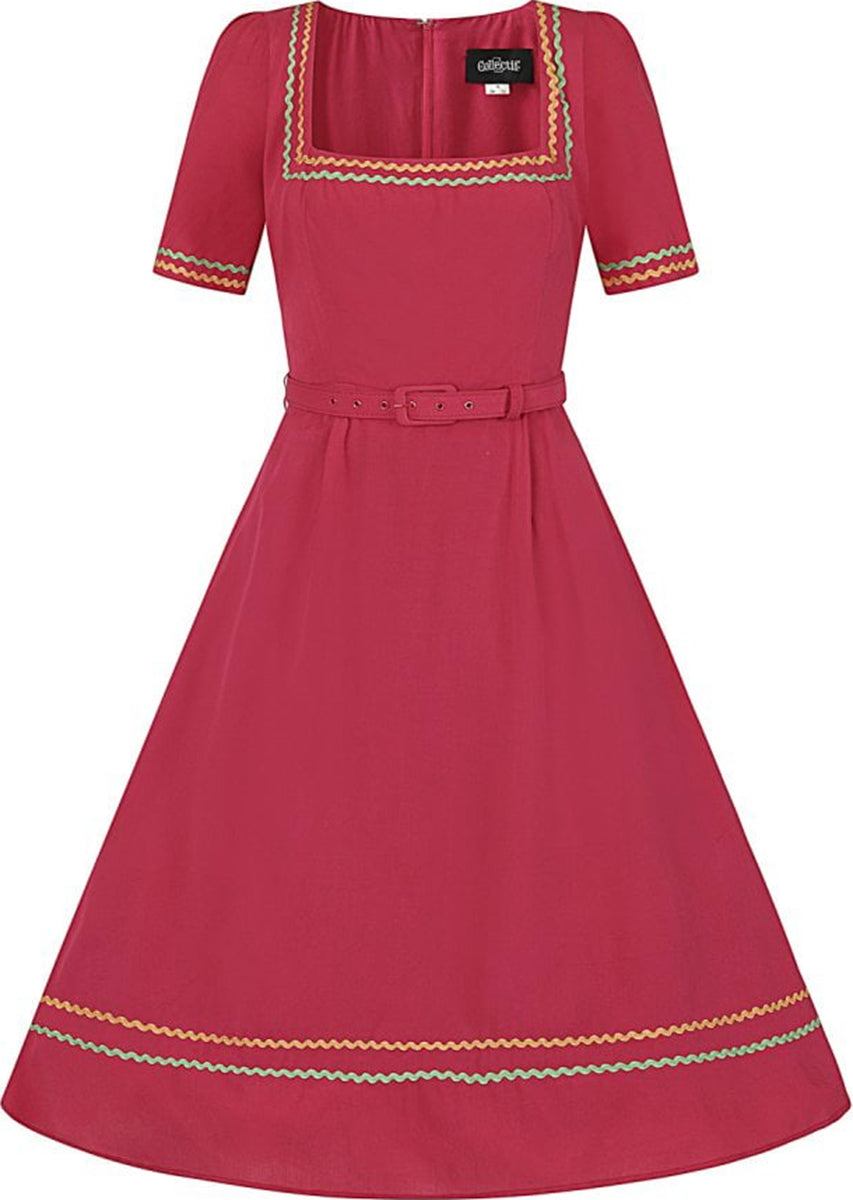 Collectif_TILDA_Vintage_Mexican_FOLKLORE_Kurzarm_SWING_DRESS_Kleid_Rot-2