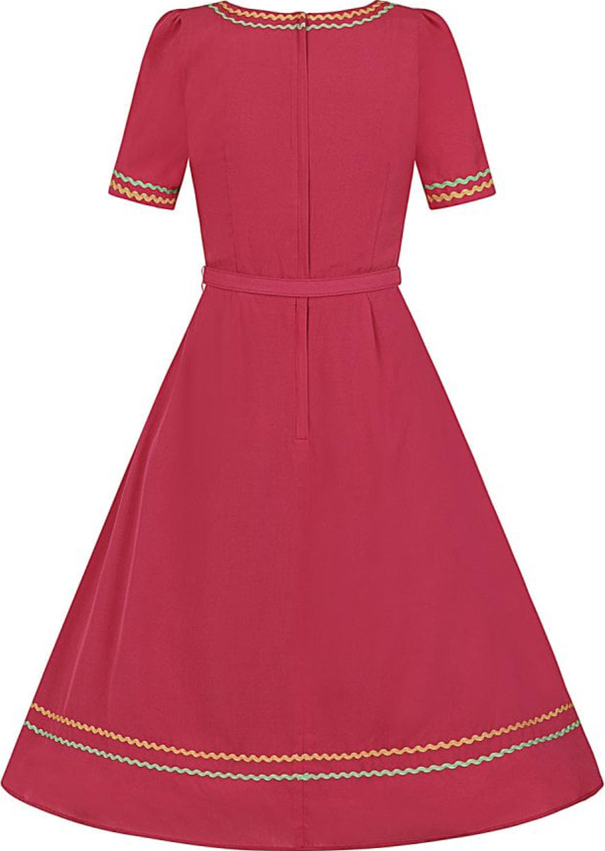 Collectif_TILDA_Vintage_Mexican_FOLKLORE_Kurzarm_SWING_DRESS_Kleid_Rot-3