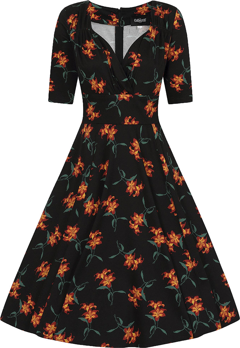 Collectif_TRIXIE_MIDNIGHT_LILY_Vintage_Floral_V-NECK_50s_SWING_DRESS_Kleid-2