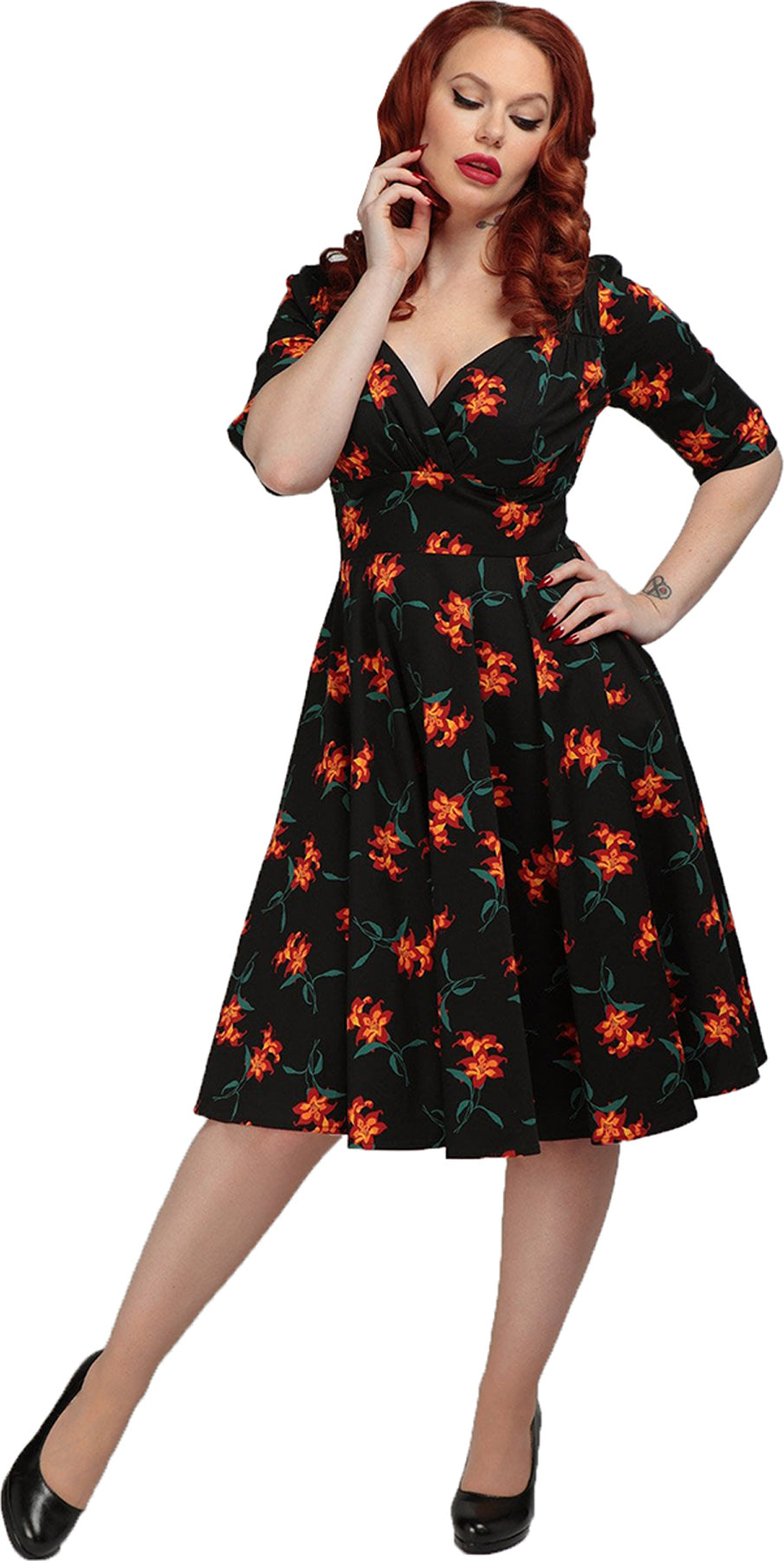 Collectif_TRIXIE_MIDNIGHT_LILY_Vintage_Floral_V-NECK_50s_SWING_DRESS_Kleid_killer_kirsche