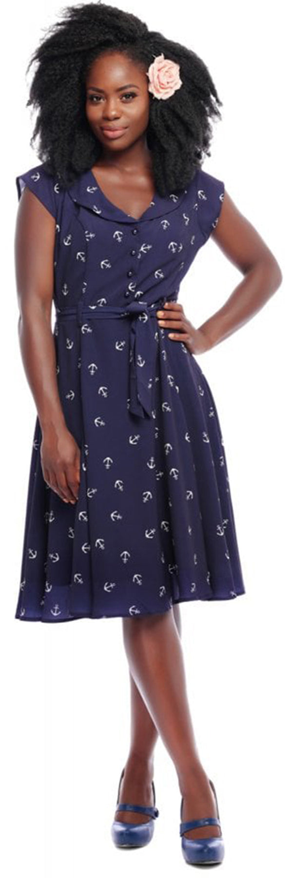 Collectif_VIOLET_Vintage_ANCHOR_Anker_Sailor_V-Neck_SWING_DRESS_Kleid_killer_kirsche_1