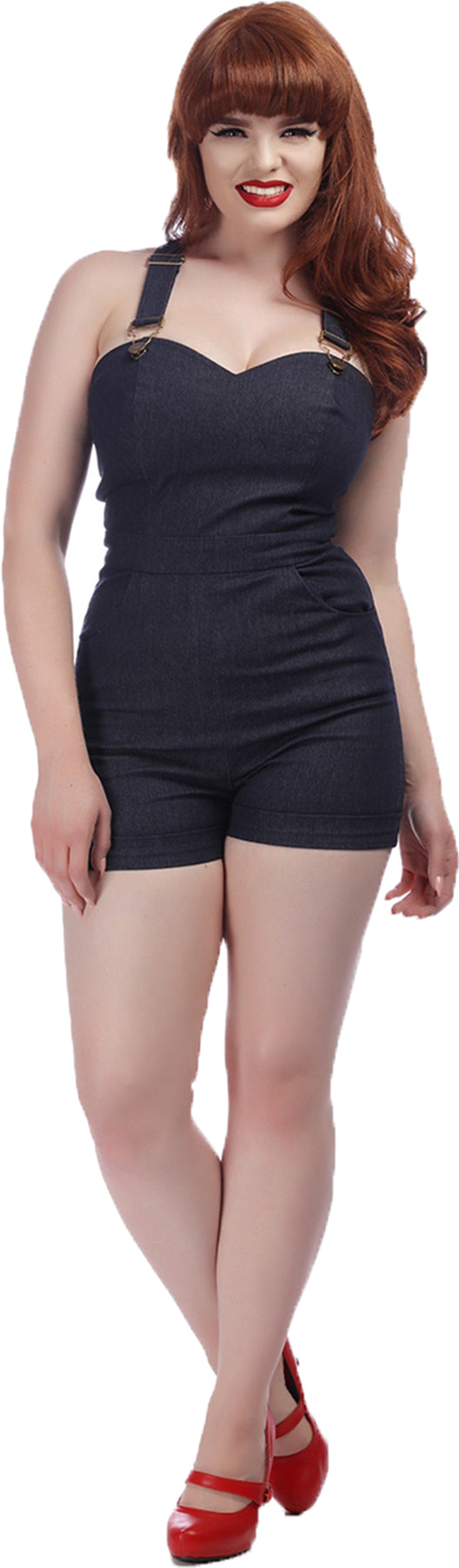 Collectif_WILLOW_Retro_DENIM_Jeans_Shorts_50s_TRaeGER_PLAYSUIT_Jumpsuit_Blau_Killer_Kirsche-1