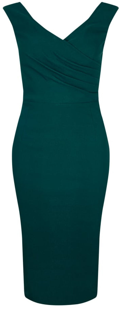 Collectif_WINNIE_50s_PLAIN_Vintage_V-Neck_Wiggle_PENCIL_DRESS_Kleid_-2WHoSnOy7w2IKi