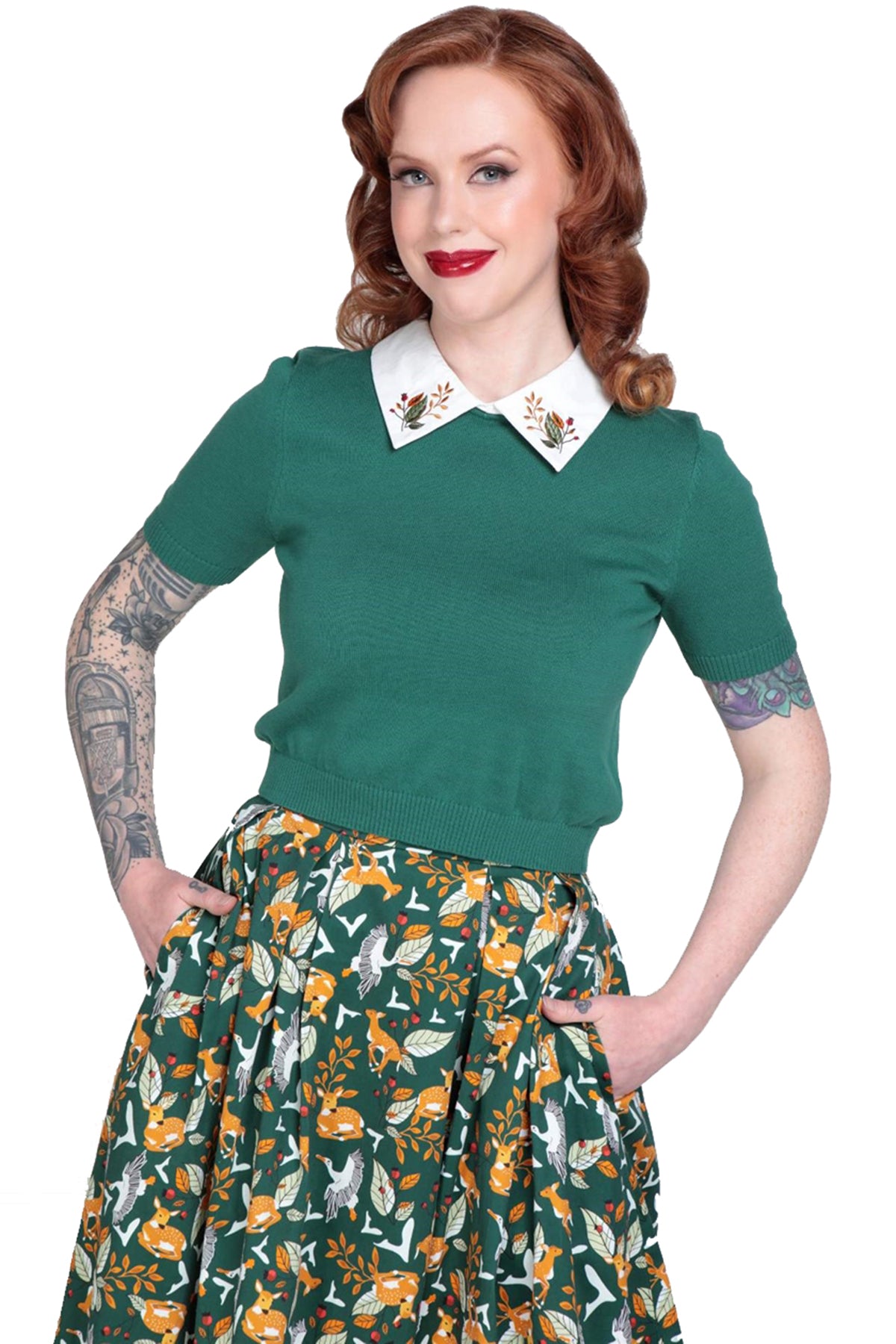 Collectif__MARIANNE_BERRY_FIELD_Kurzarm_KNITTED_Bluse_Kragen_Strickshirt_Pullover_killer_kirsche_15z6LkkPHsNY5y
