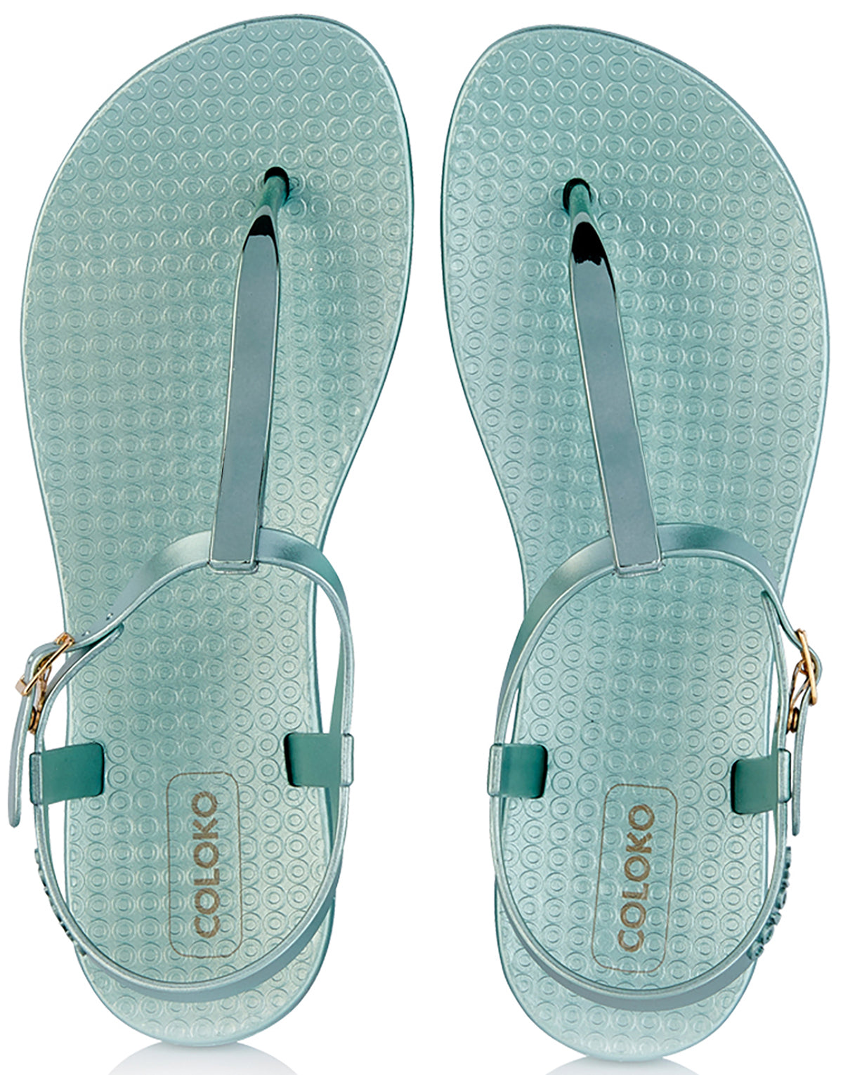 Coloko_SAKURA_Retro_T-Strap_METALLIC_Zehentrenner_SANDALEN_Tuerkis-2