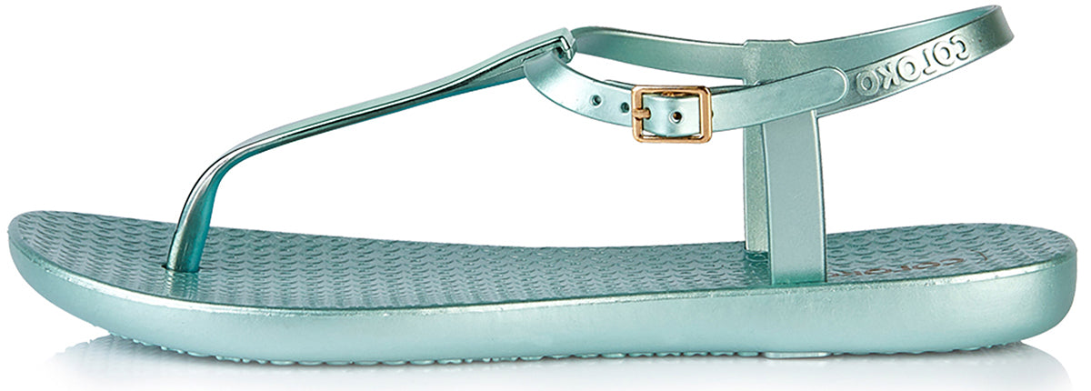 Coloko_SAKURA_Retro_T-Strap_METALLIC_Zehentrenner_SANDALEN_Tuerkis-3