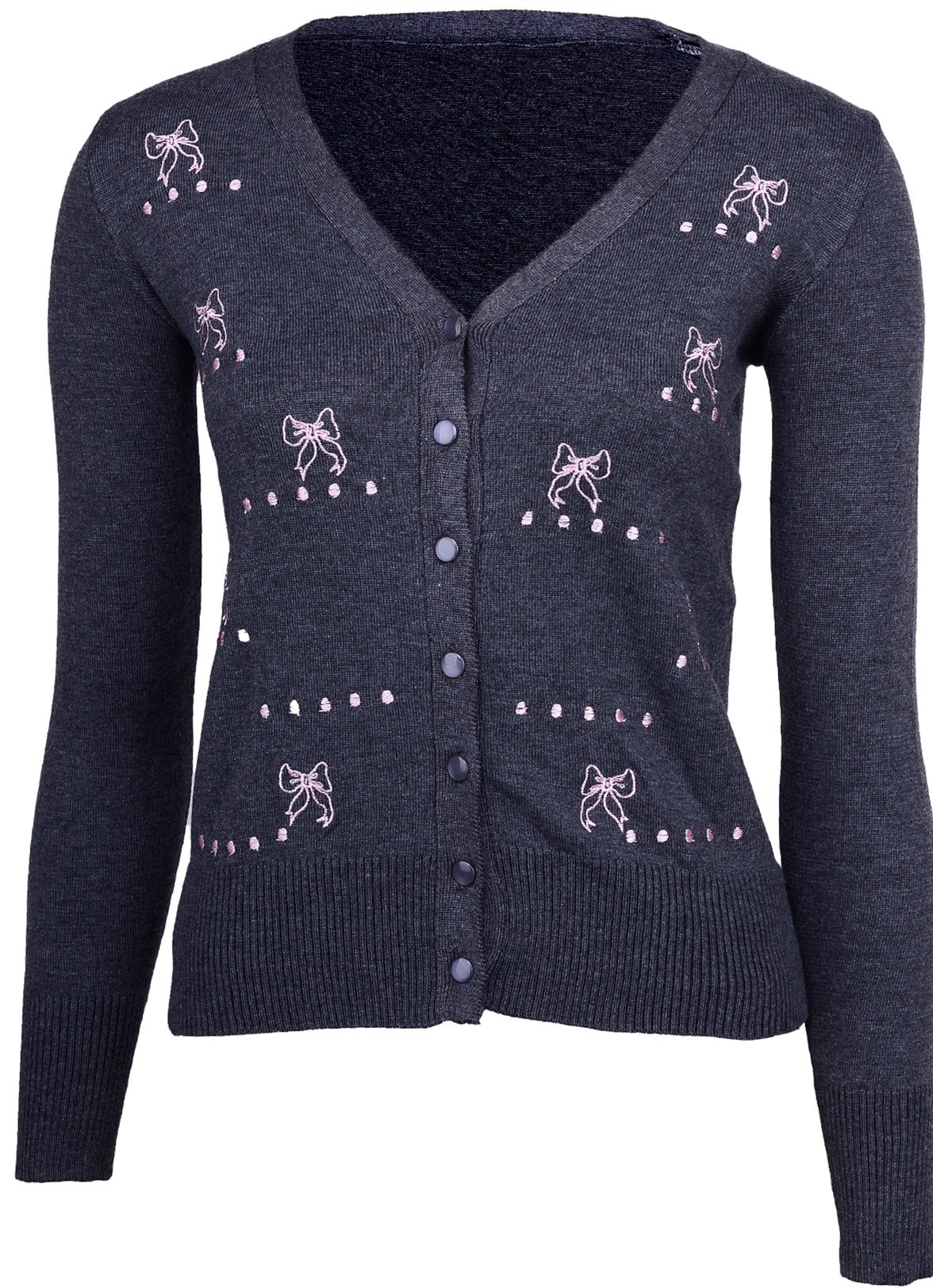 Cute_50s_SCHLEIFEN_Retro_Bow_CARDIGAN__Strickjacke_rau