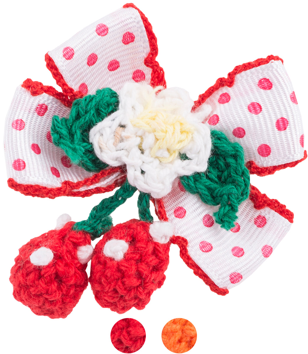 Cute_BOW_Crochet_Flower_CHERRY_Kirschen_Haarspange_HaarschmucktLN7mHE4pq0OR