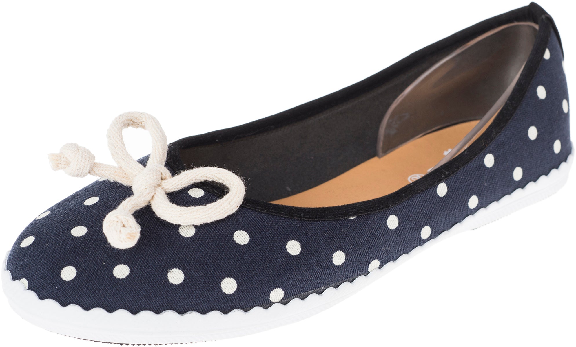 Cute_Bow_POLKA_DOTS_Punkte_Retro_Canvas_Schuhe_BALLERINAS_Flats_BlueuDtz64C6rtkEO