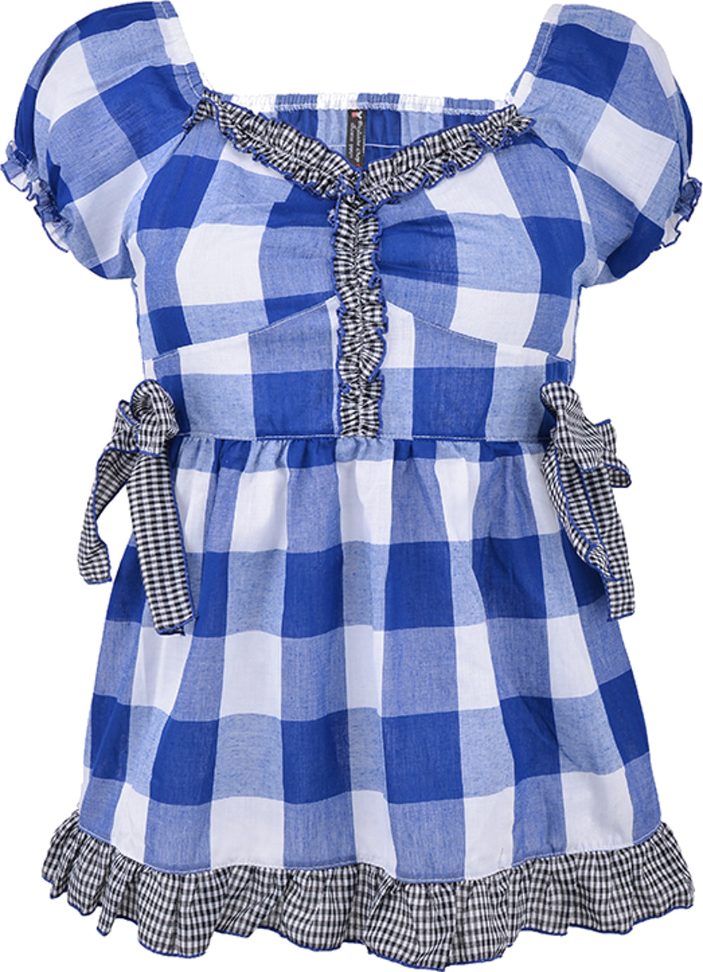 Cute_GINGHAM_Fifties_Vichy_PUFF_SLEEVE_Bluse_blau