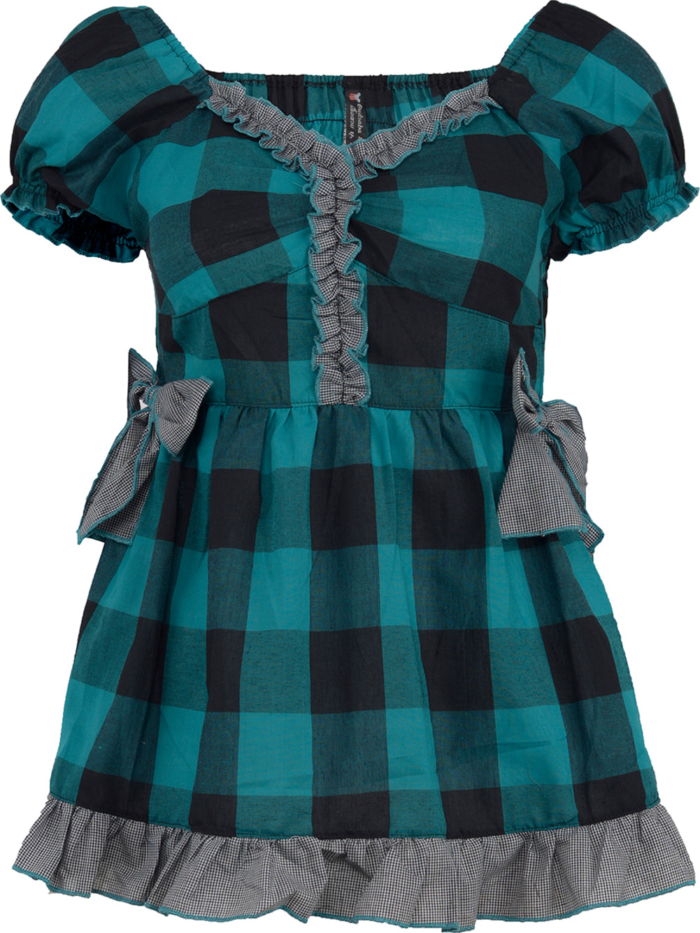 Cute_GINGHAM_Fifties_Vichy_PUFF_SLEEVE_Bluse_gruen