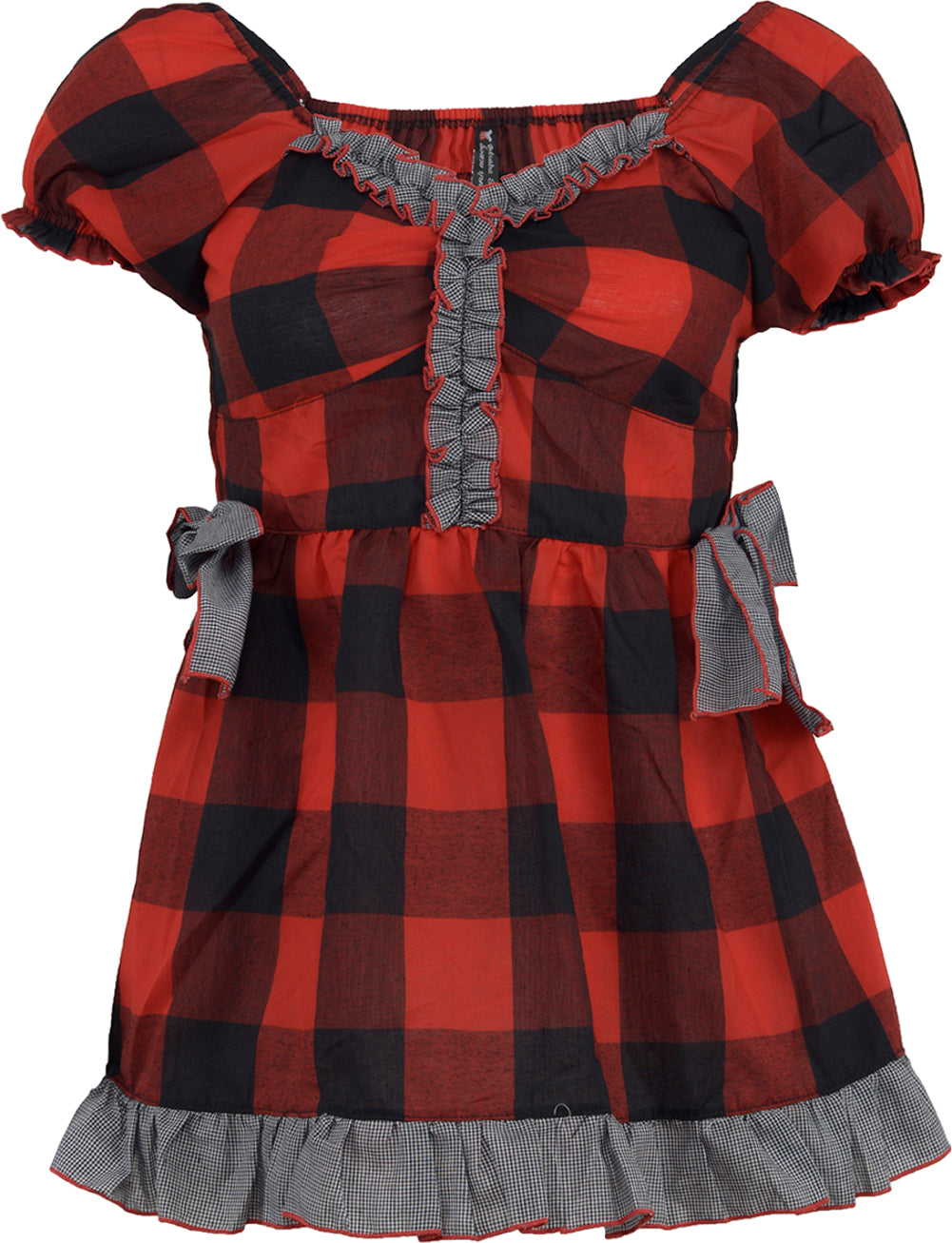 Cute_GINGHAM_Fifties_Vichy_PUFF_SLEEVE_Bluse_rot
