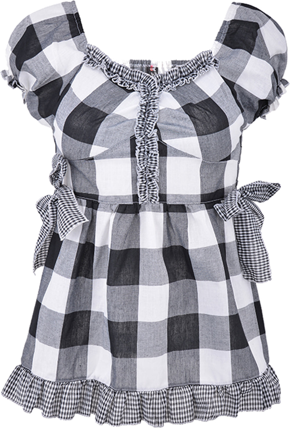 Cute_GINGHAM_Fifties_Vichy_PUFF_SLEEVE_Bluse_schwarz