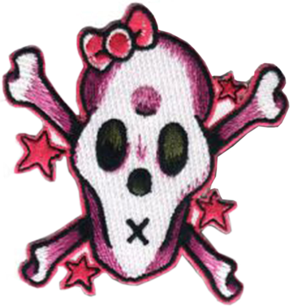 Cute_GIRLIE_SKULL_with_Stars_Aufnaeher