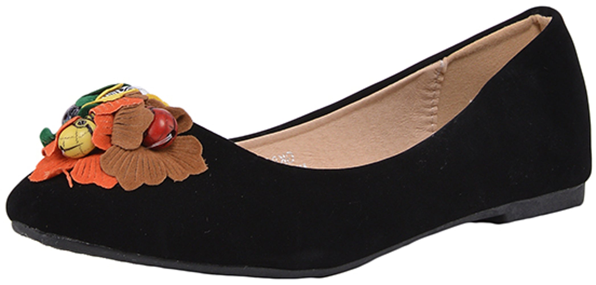 Cute_MEXICAN_SKULL_Flower_Suede_Basic_BALLERINAS_Schuhe_-_Schwarz