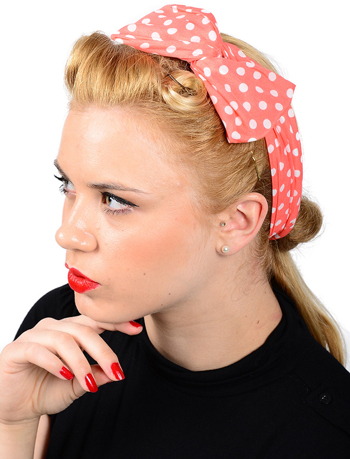 Cute_Polka_DOTS_Bow_Haarband_-_Apricot_killer_kirsche