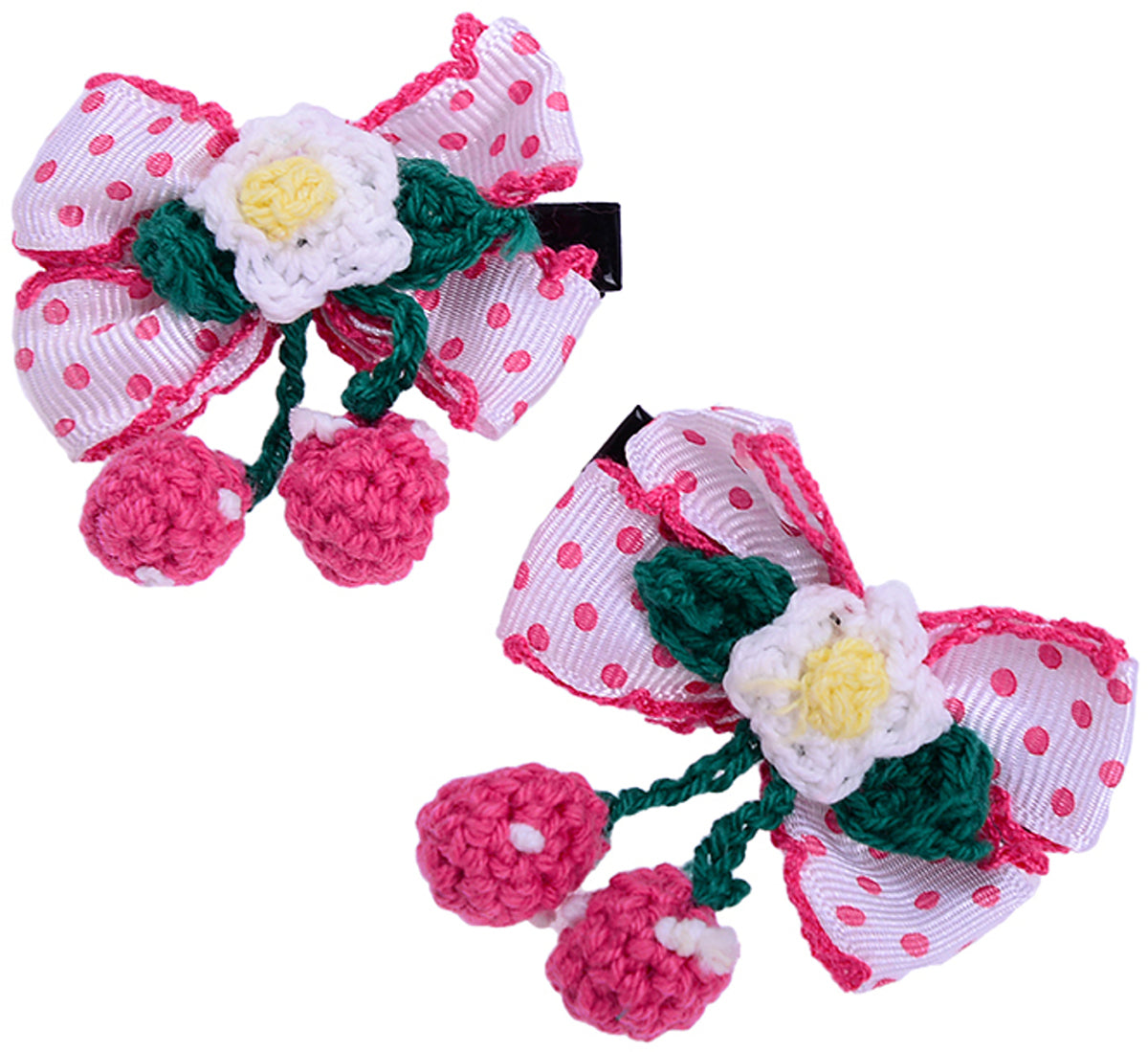 Cute_Polka_Dots_Schleifen_BOW_Cherry_Flower_Haarspangerosa
