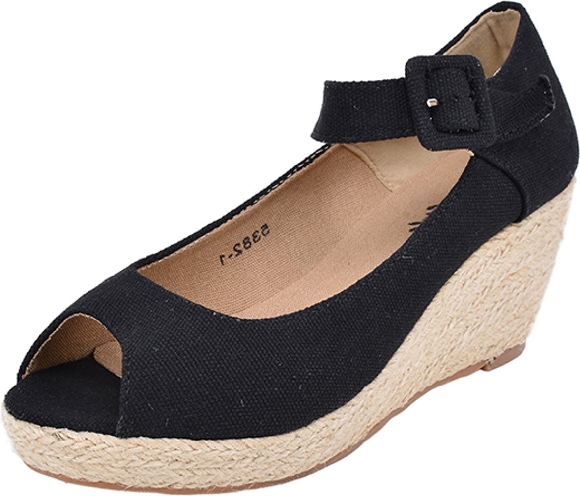 Cute_Retro_BASIC_Black_50s_Sailor_Keilabsatz_Peep_Toes_WEDGES_-_Schwarz