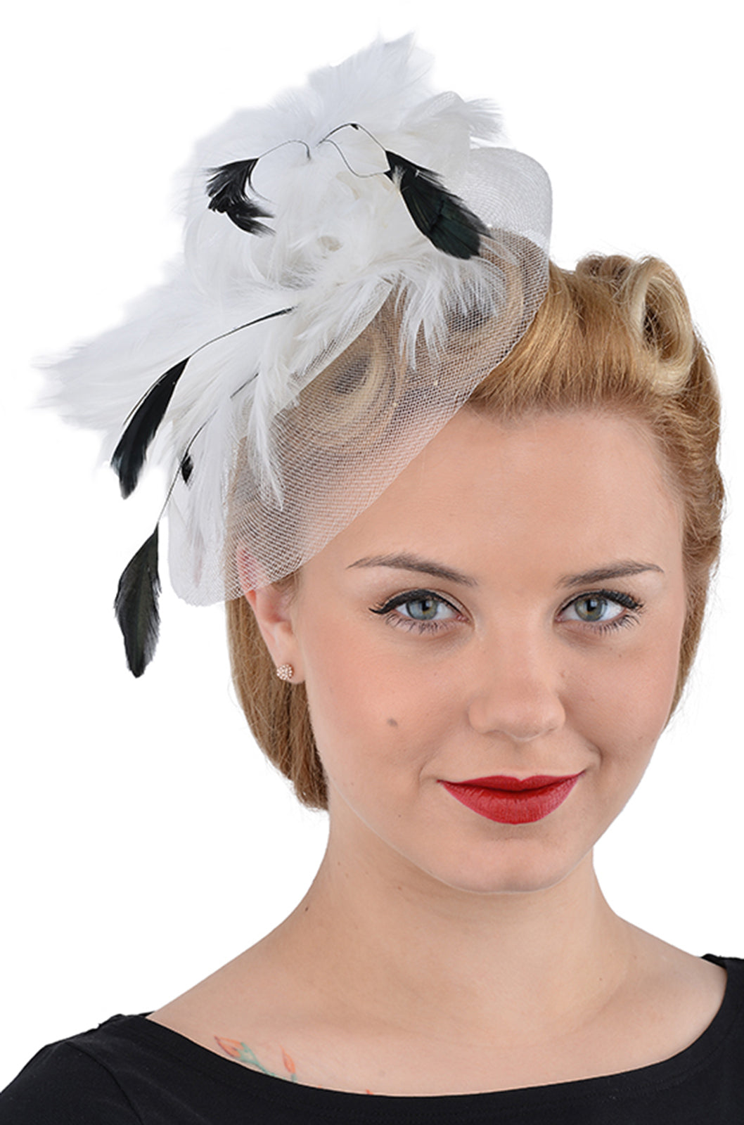 Cute_Retro_MARLENE_50s_Feather_Netztuell_Fascinator_killer_kirsche