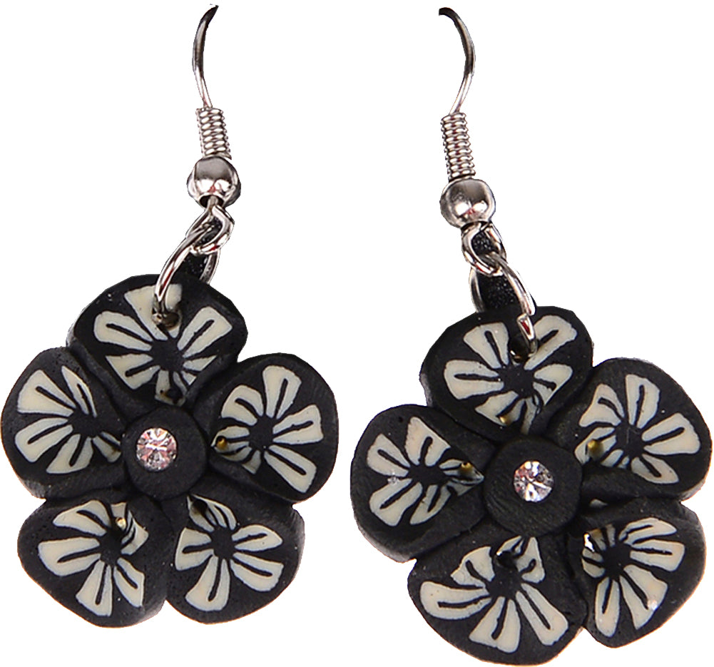 Cute_Tiki_FLOWER_Blueten_Strass_Ohrhaenger_SCHWAWRZ