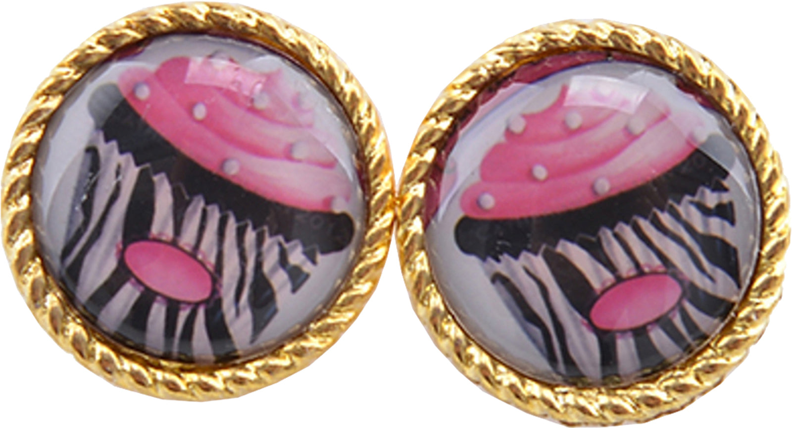 Cute_Vintage_CUPCAKE_50s_Retro_Ohrstecker_-_Schwarz_Rosa_killer_kirsche