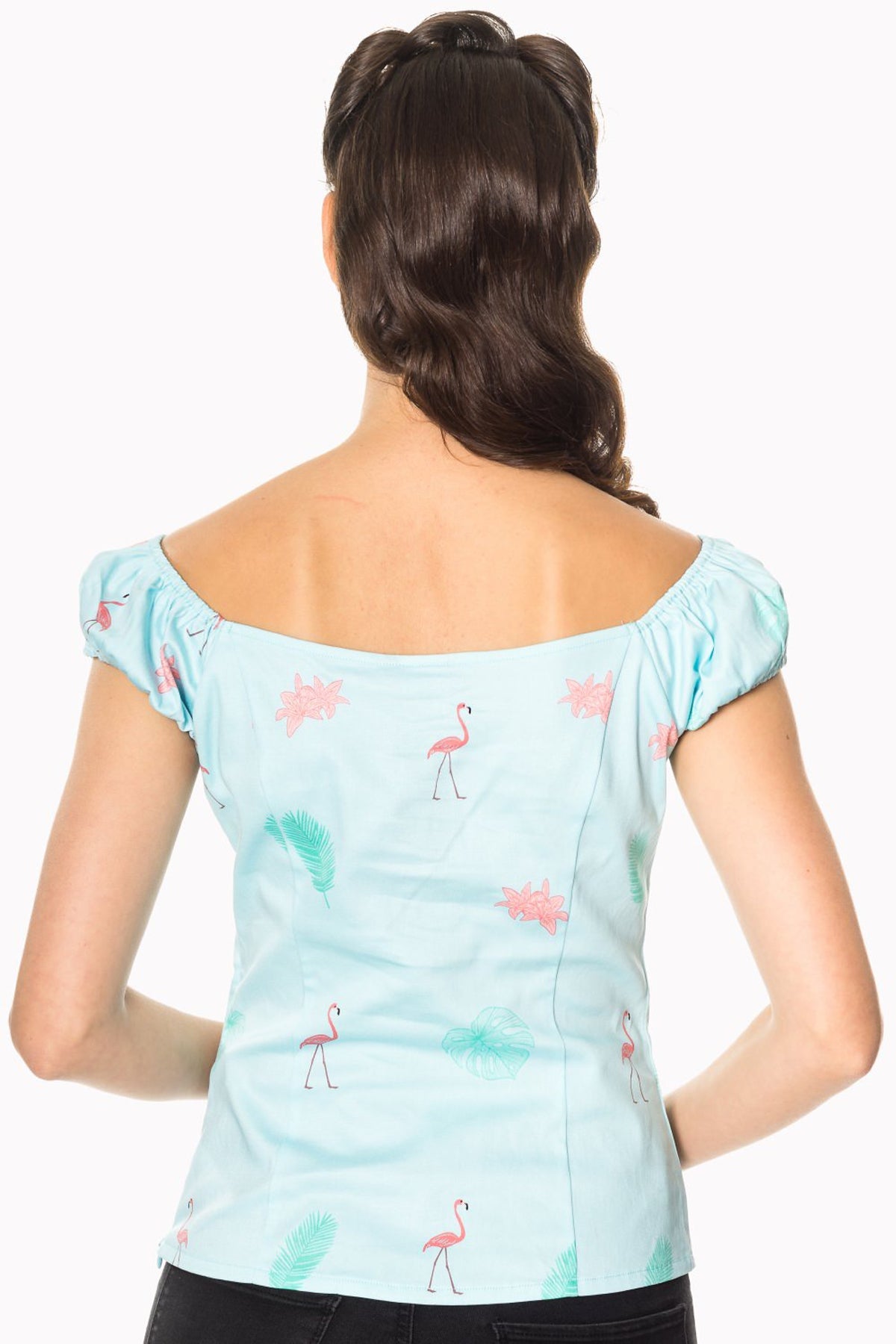 Dancing_DaysTIME_LAPSE_Flamingo_Puff_Sleeve_50s_BLUSE_Shirt_killer_kirsche_4