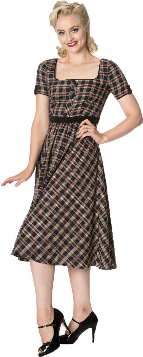 Dancing_Days_ELVIS_AINT_DEAD_Vintage_TARTAN_Kurzarm_SWING_Dress_KLEID-1