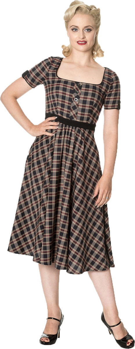Dancing_Days_ELVIS_AINT_DEAD_Vintage_TARTAN_Kurzarm_SWING_Dress_KLEID-4