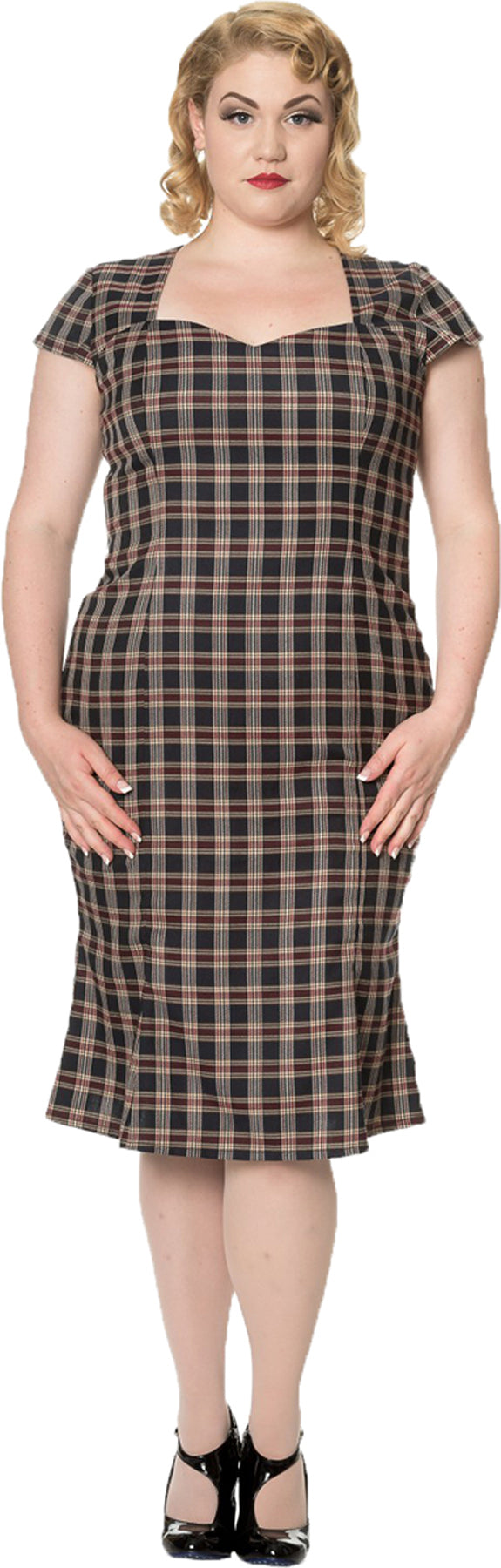 Dancing_Days_ELVIS_AINT_DEAD_Vintage_TARTAN_Pencil_Dress_KLEID_Plus_Size_killer_kirsche