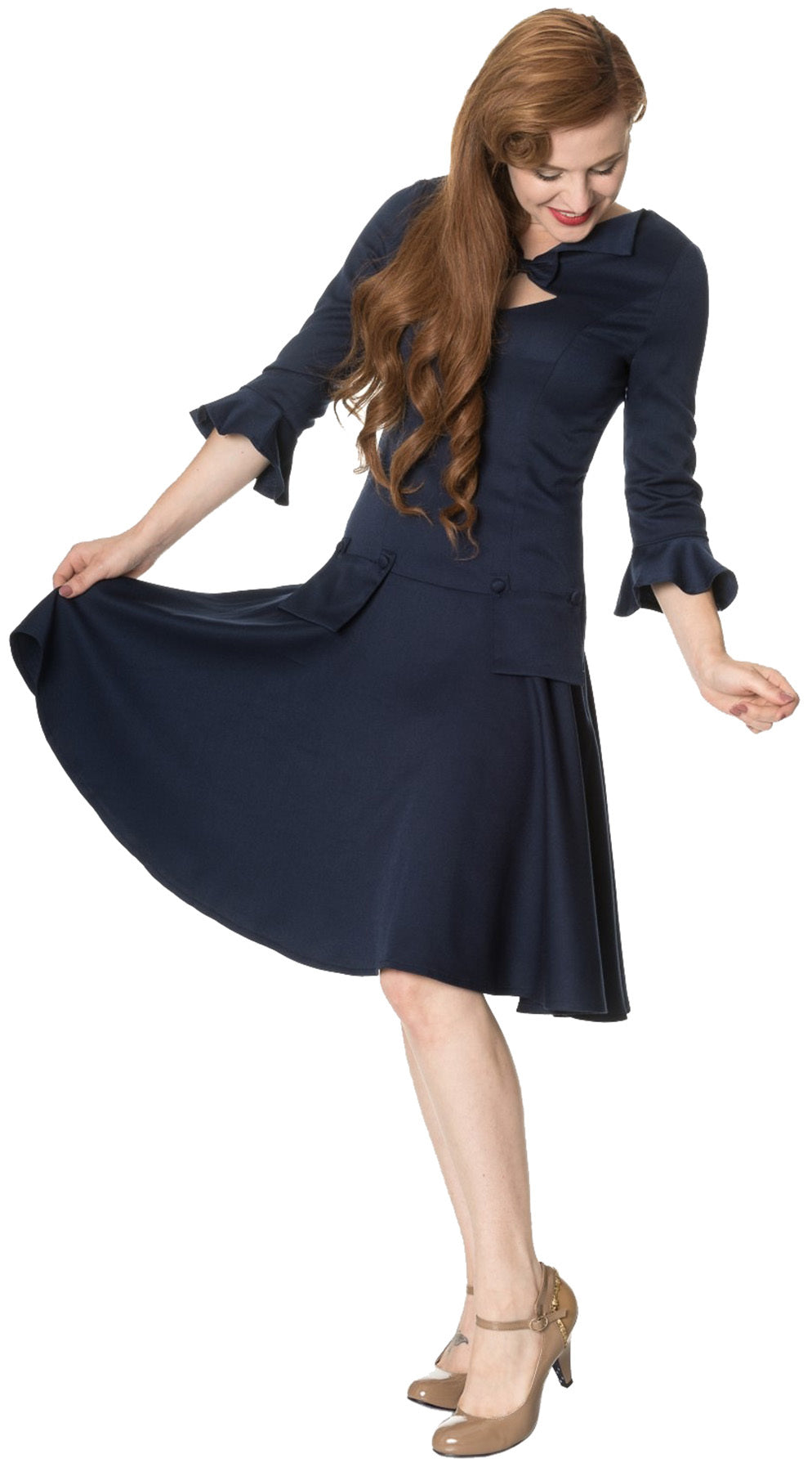 Dancing_Days_EVERLASTING_RETRO_Uniform_Vintage_dreiviertel_Arm_Dress_KLEID_-_Nachtblau_kioller_kirsche_5
