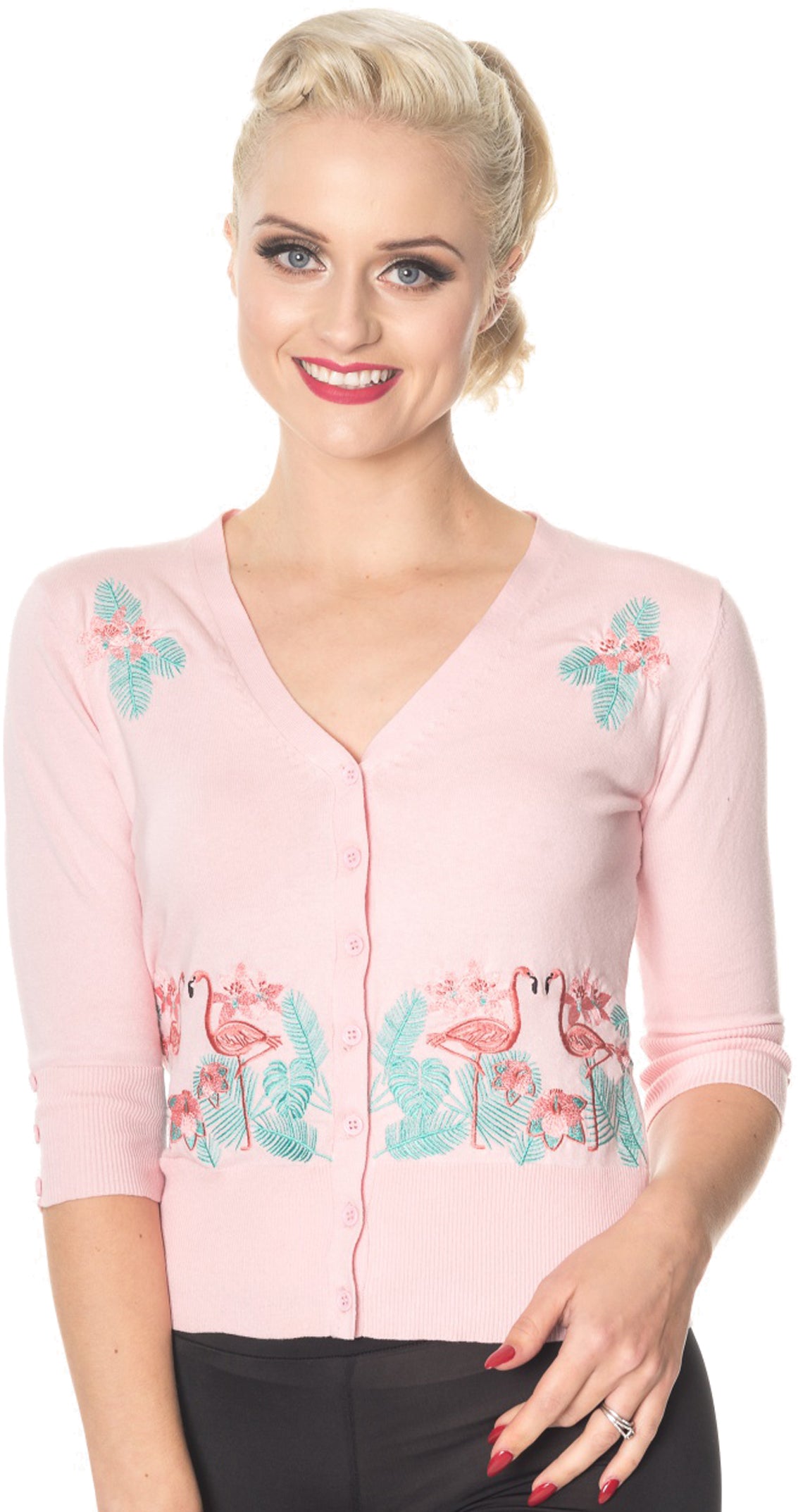 Dancing_Days_FACE_TO_FACE_Tropical_FLAMINGO_Vintage_CARDIGAN_Strickjacke_-_Rosa