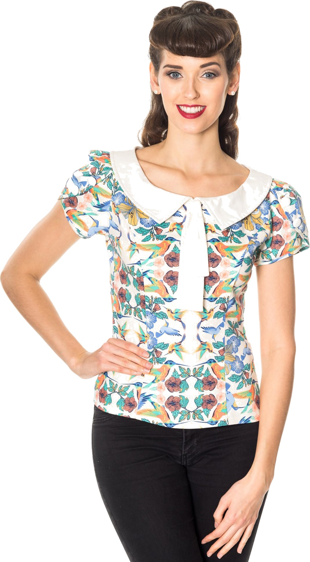 Dancing_Days_MANDALA_Vintage_BIRD_Floral_Collar_50s_Bluse_SHIRT