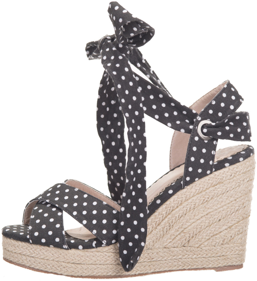 Dancing_Days_POPPIE_Polka_DOTS_Punkte_Riemchen_WEDGES_Keilabsatz_PUMPS_-_Schwarz