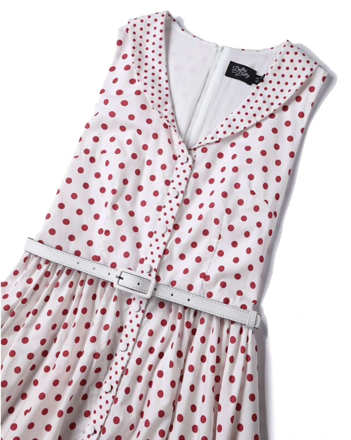Dolly__Dotty_MAVERICK_RED_POLKA_DOT_Retro_Punkte_Swing_Rockabilly_KLEID_Dress_-_Weiss-35viRV8BSEm97O