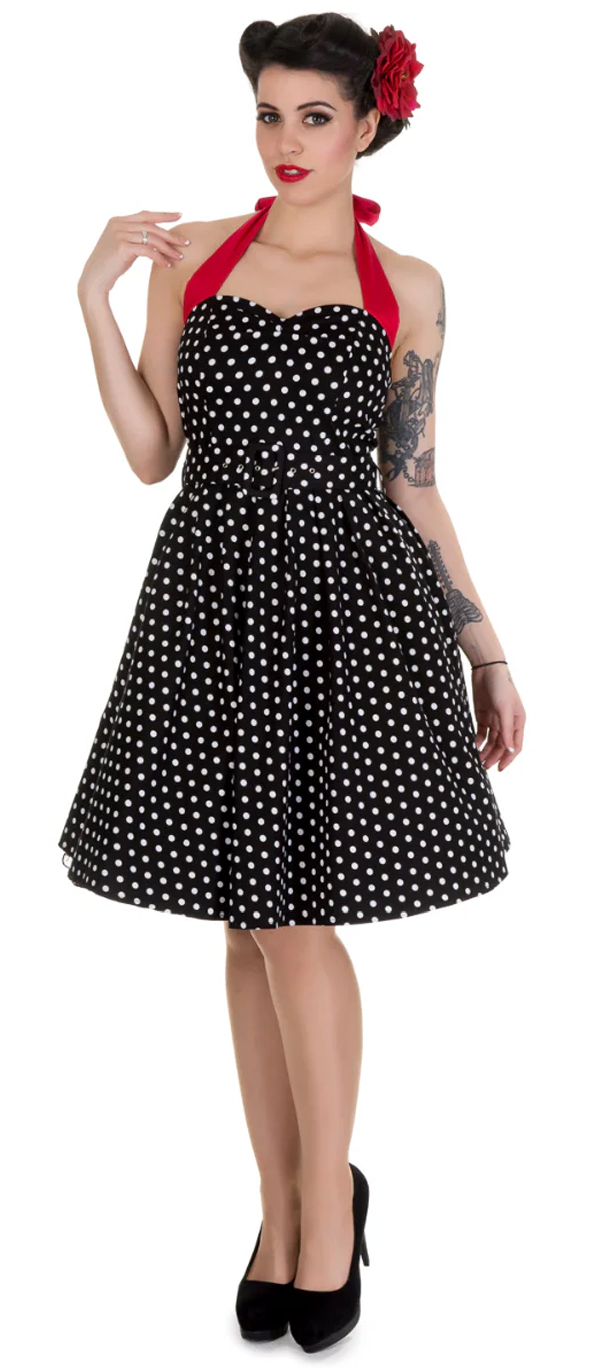 Dolly__Dotty_SOPHIA_POLKA_DOT_Punkte_Halterneck_Swing_Dress_Retro_KLEID_-_Schwarz-1