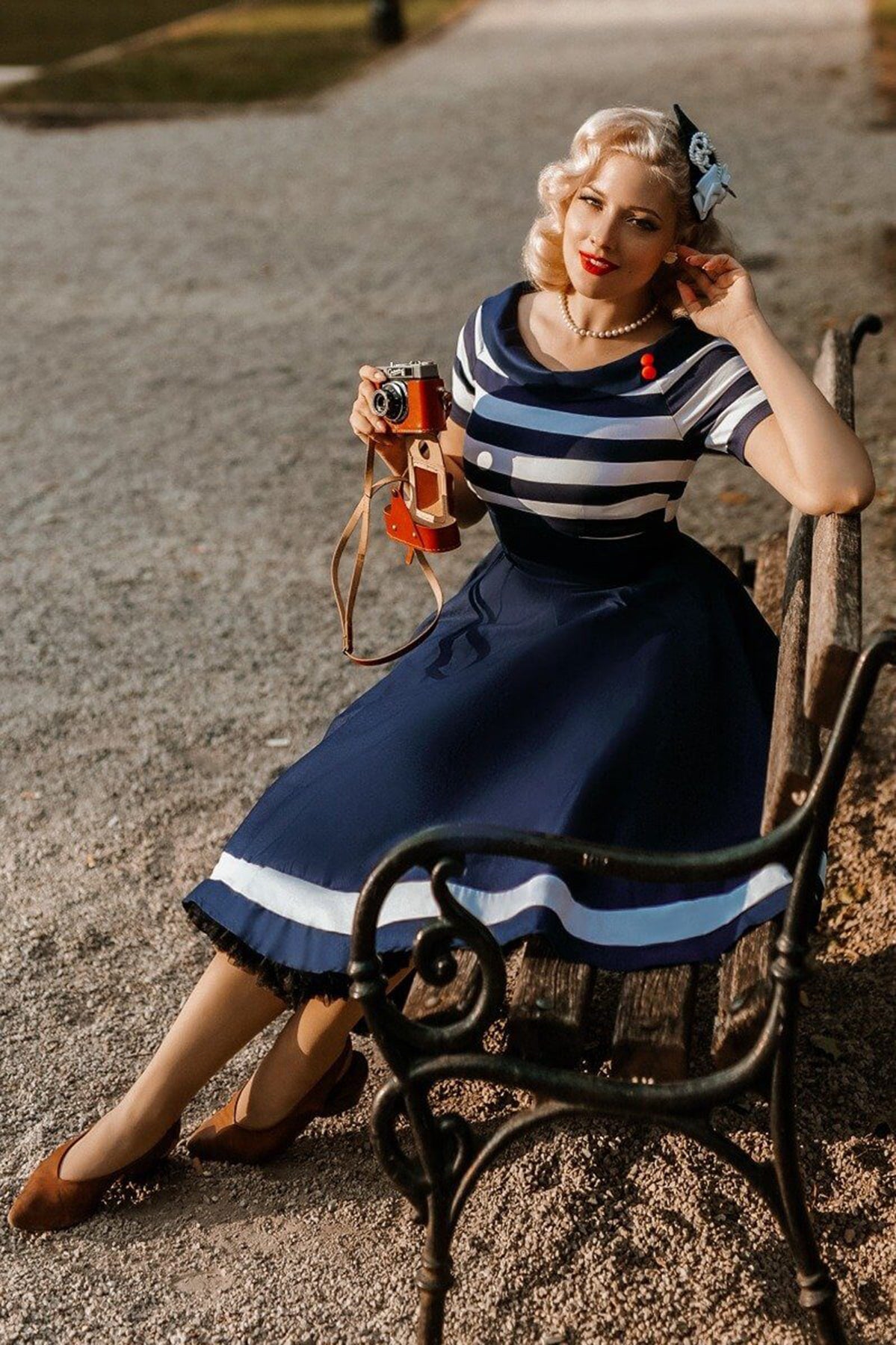 Dolly_and_Dotty_DARLENE_Nautical_STRIPES_Streifen_Kurzarm_KLEID_Swing_Dress_Navy_killer_kirsche_2