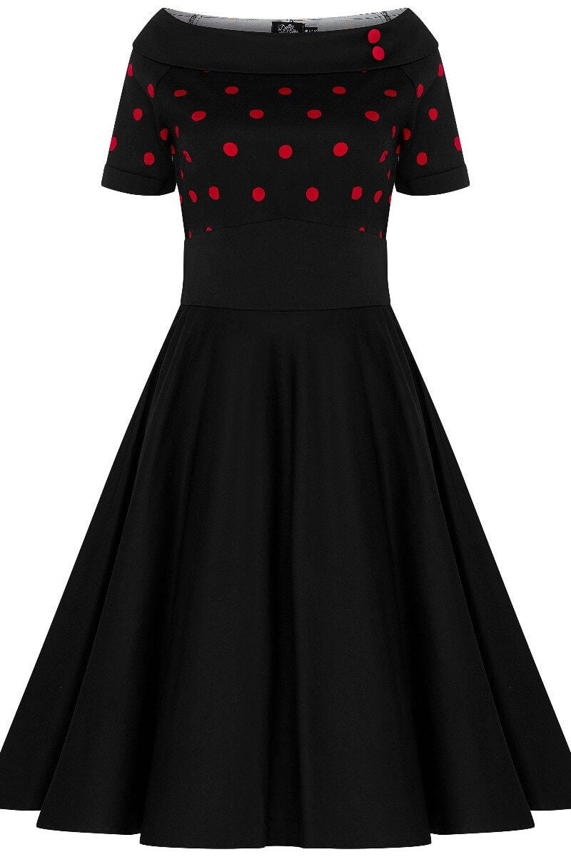 Dolly_and_Dotty_DARLENE_Vintage_POLKA_DOT_Carmen_Swing_KLEID_Schwarz-Rot-1