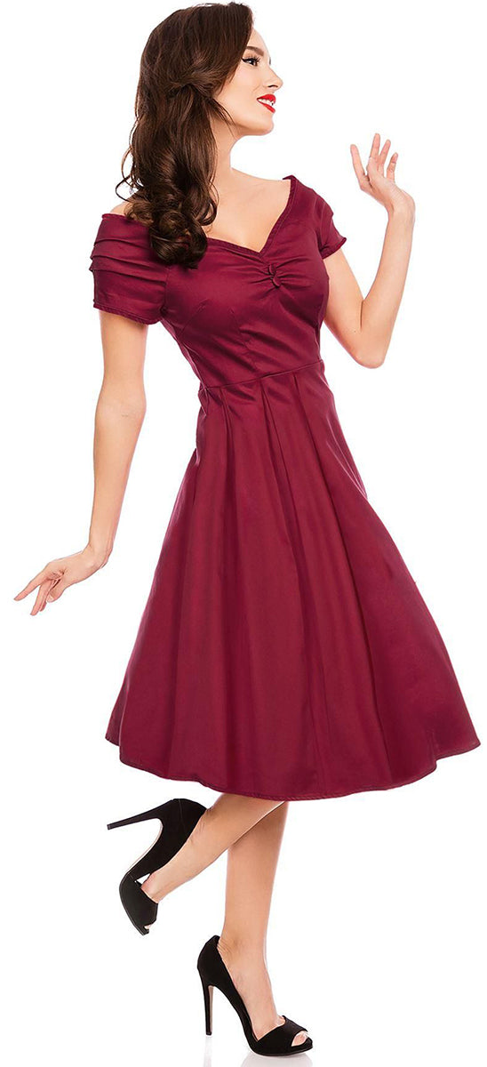 Dolly_and_Dotty_Lielly_Vintage_PLEATED_Off_Shoulder_SWING_Dress_Kleid-2