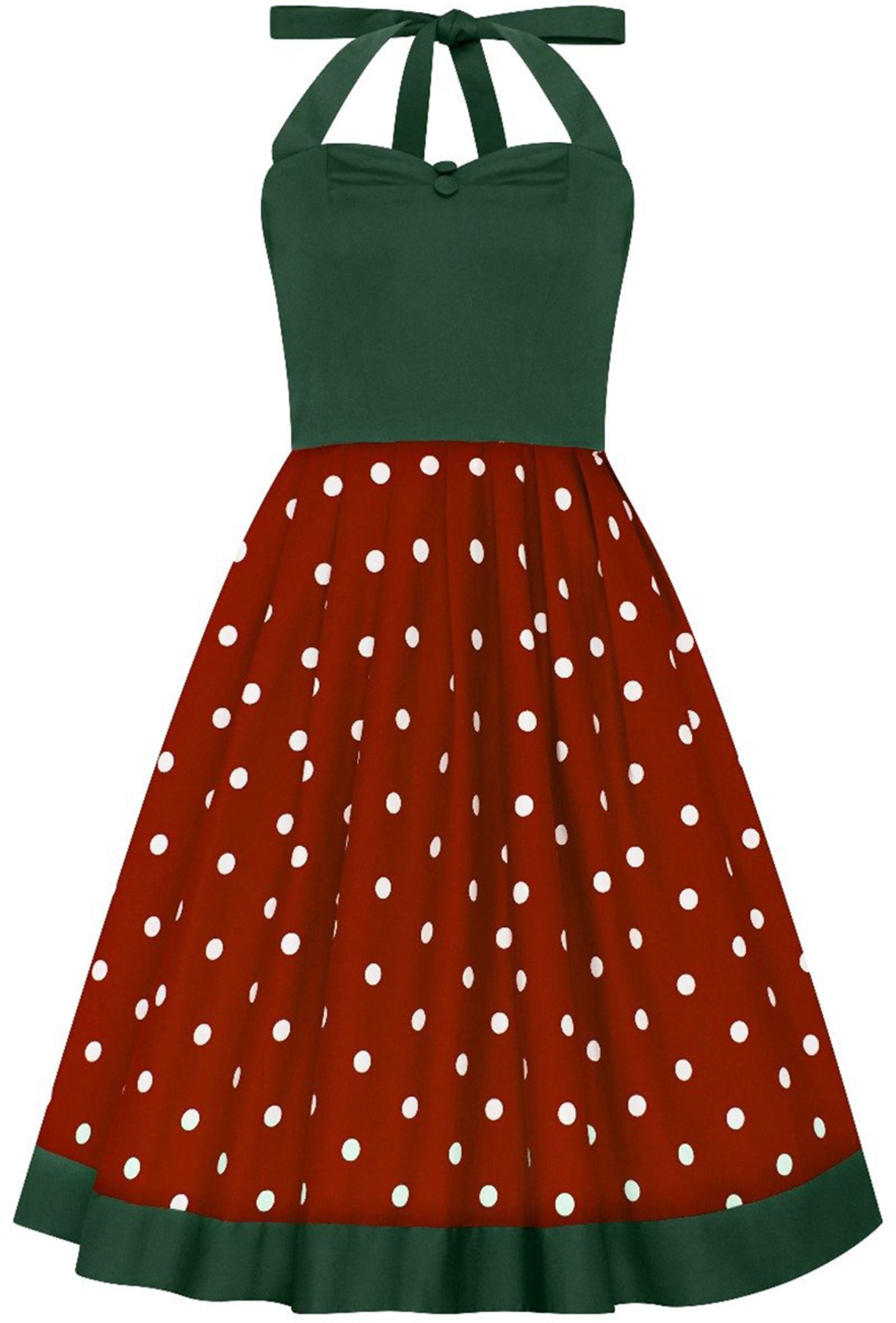 Dolly_and_Dotty_SOPHIA_POLKA_DOT_Vintage_Neckholder_SWING_KLEID_Gruen-Rot_killer_kirsche