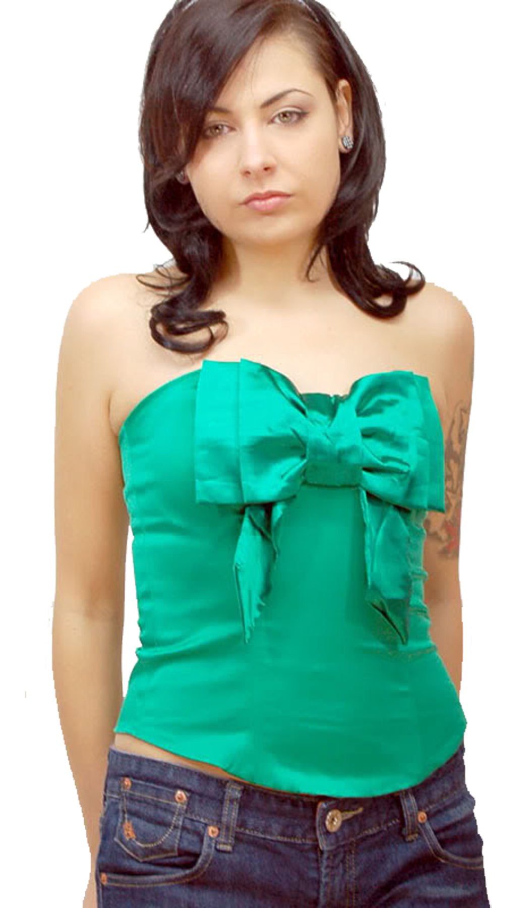 Edle_FIFTIES_Style_Schleifen_BOW_Satin_CORSAGE_-_gruen_killer_kirscheTur2SqrudKlbY