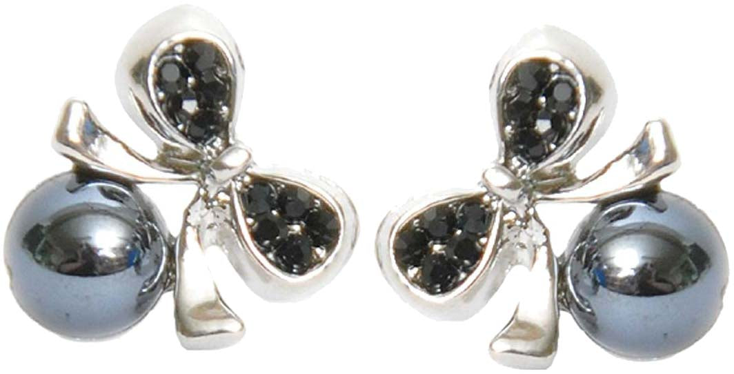 Edle_PEARL_Strass_BOW_Scheifen_Ohrstecker_-_SchwarzeYvwFcwb1BSRN