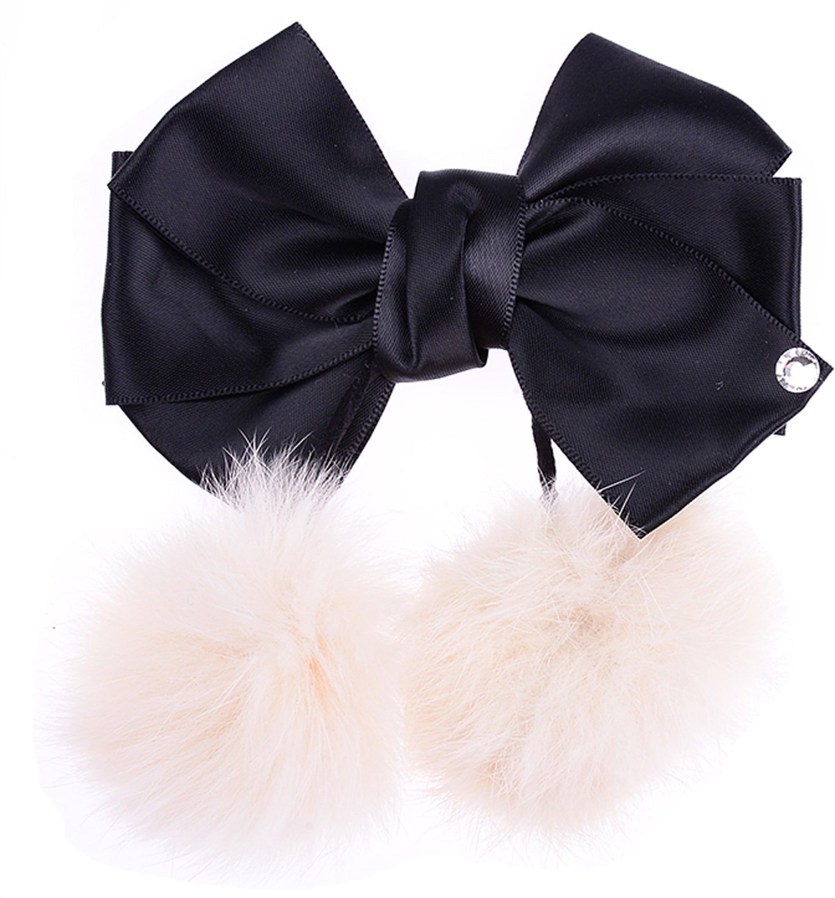 Edle_Satin_Schleife_BOW_Puschel_Strass_Haarspange_killer_kirsche