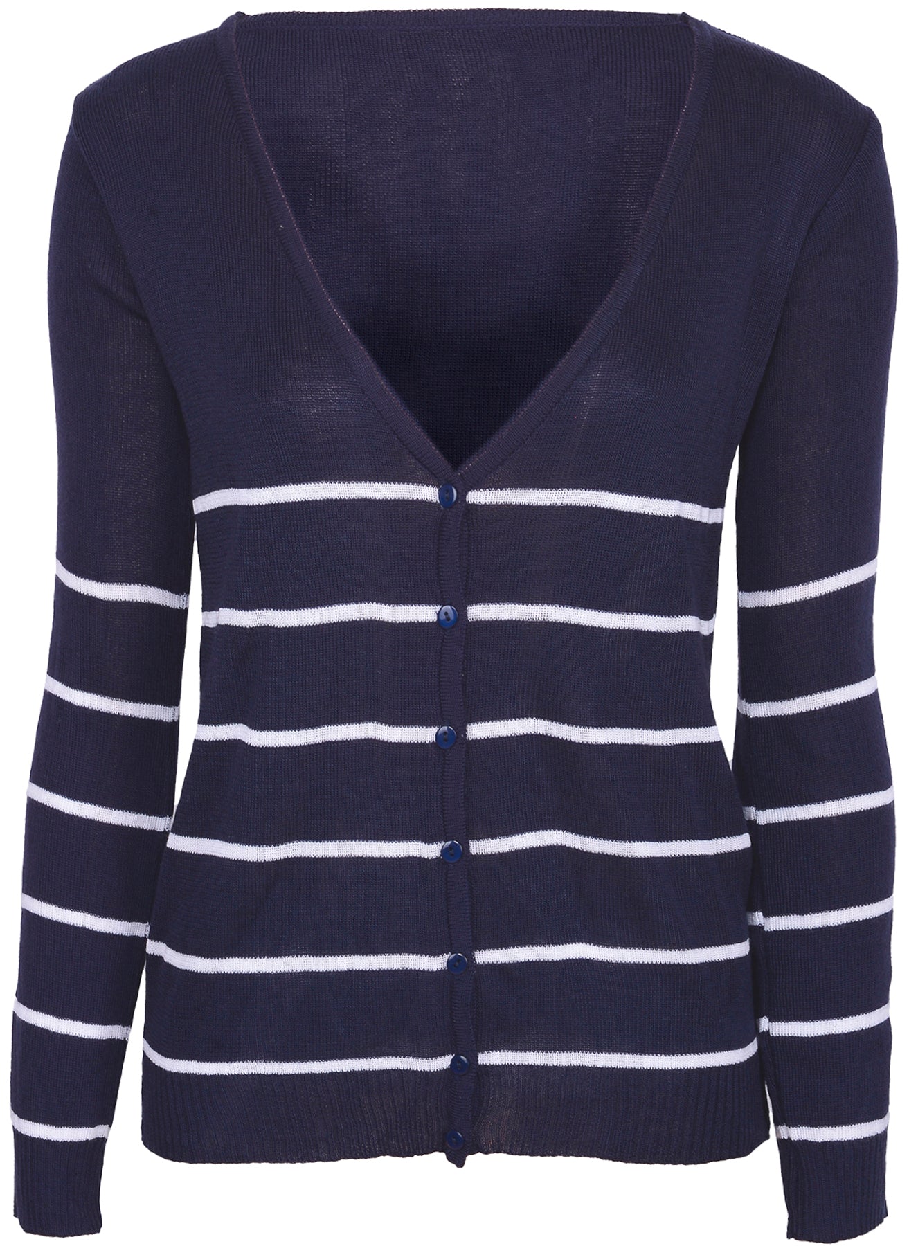 Edle_VINTAGE_Streifen_Strickjacke_-_Dunkelblau_killer_kirsche