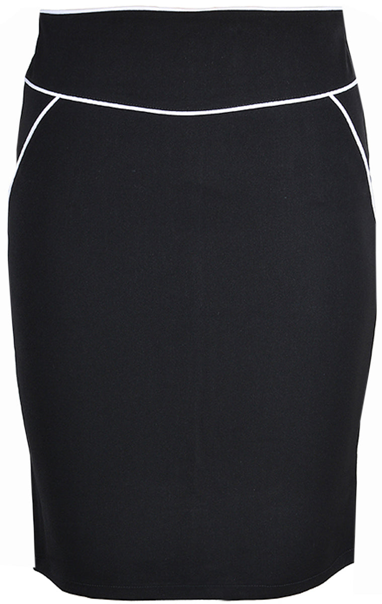 Edler_50s_BASIC_Pin_Up_Vintage_2-Tone_PENCIL_Skirt_Rock_-_Schwarz_killer_kirsche