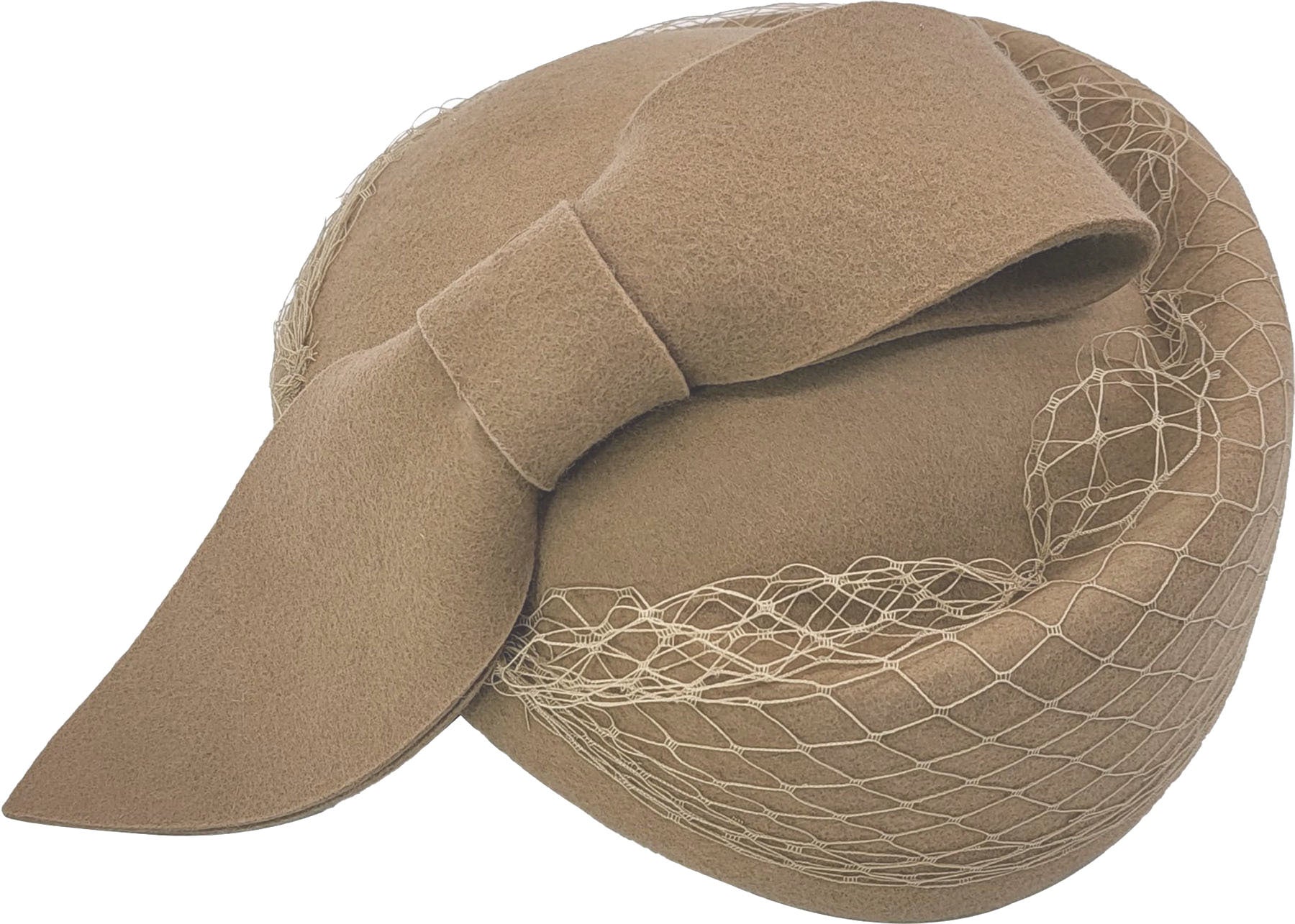 Edler_SCHLEIFEN_Vintage_Wool_Netz_CLOCHE_HAT_Filz_FELT_Retro_PILLBOX_HUT_-_Hellbraun_killer_kirsche_22IpsUAjM33PSqZ