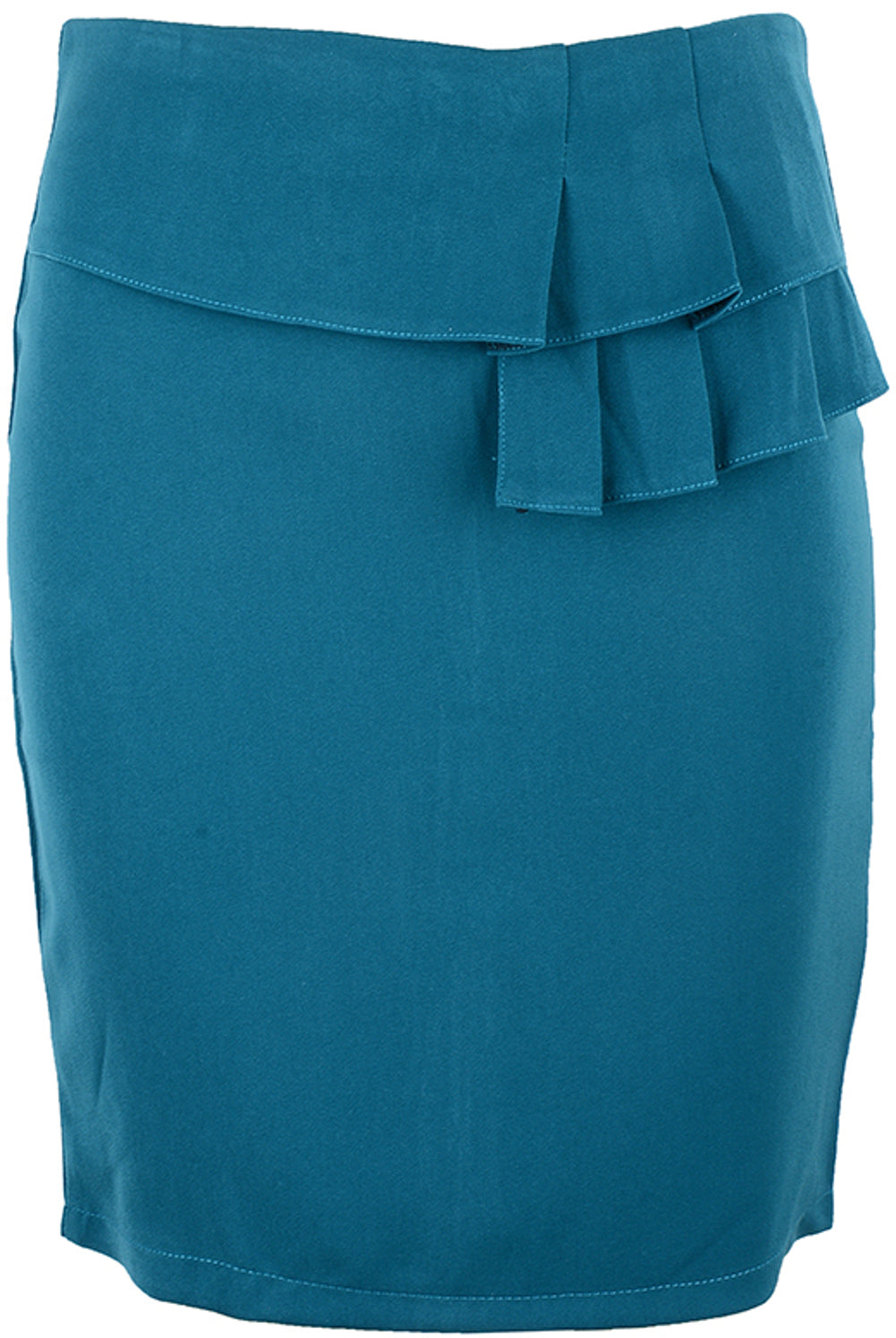 Edler_VINTAGE_50s_VOLANT_Ruffle_Pencil_Skirt_Bleistift_ROCK_-_Petrol