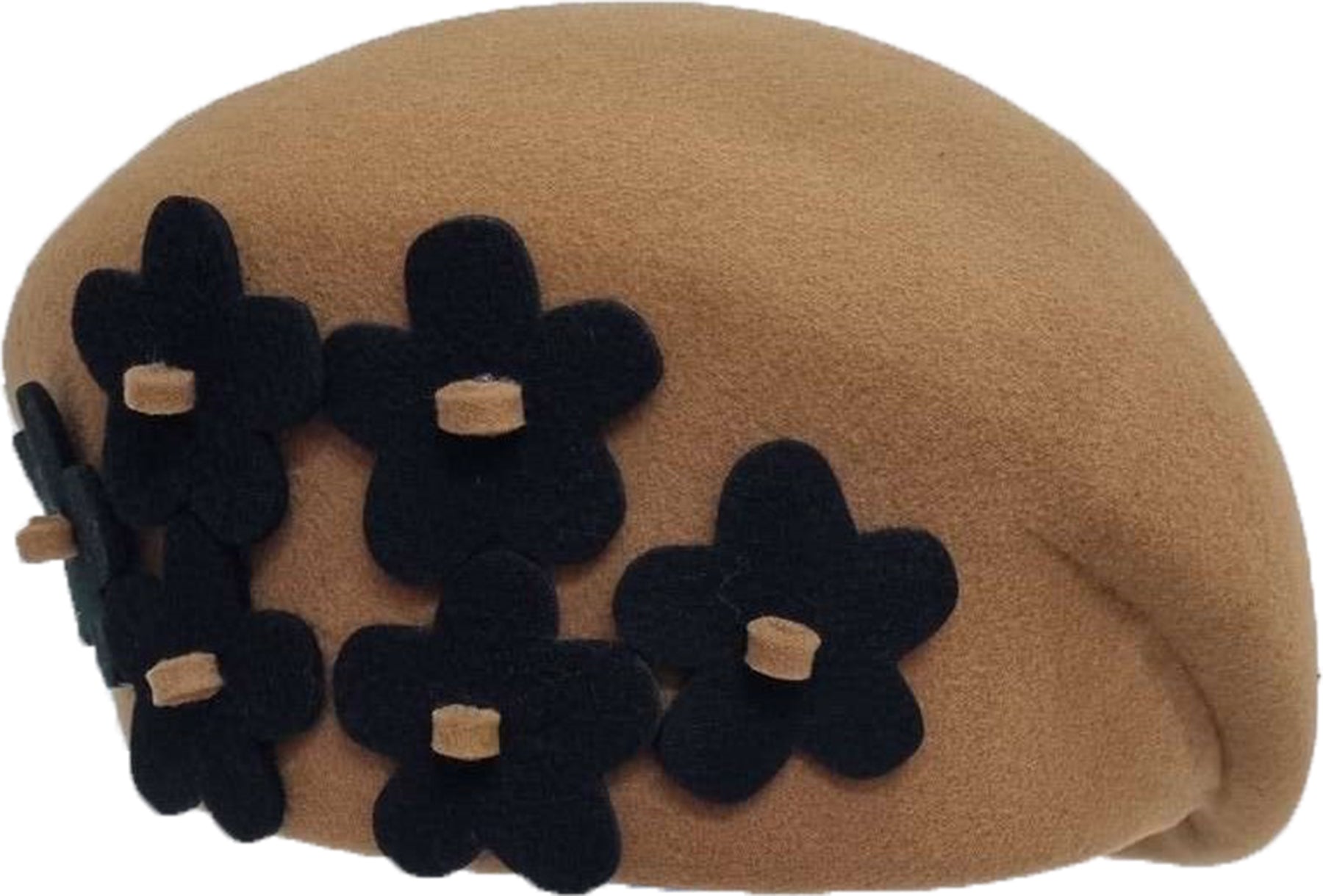 Edler_Vintage_WOOL_Cloche_HAT_Floral_BLUMEN_APPLIKATION_Pillbox_Huetchen_Beige-1
