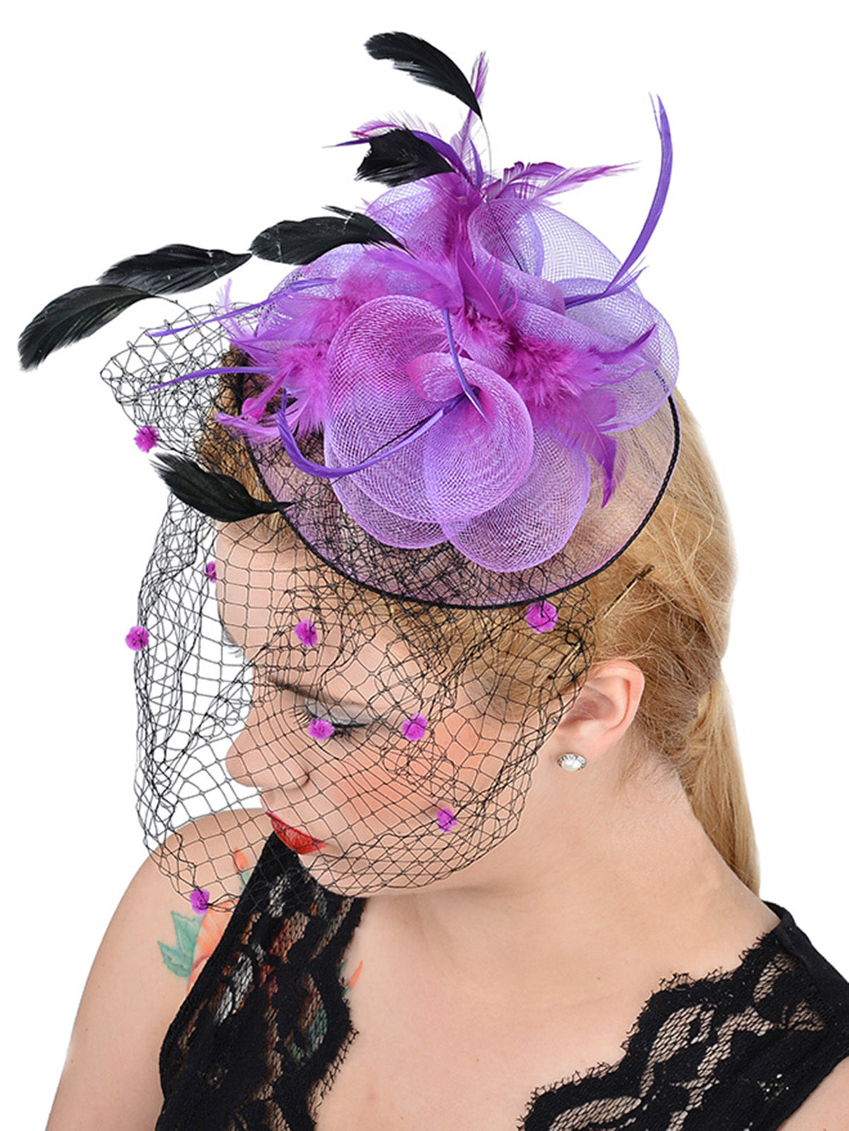 Edles_50s_Feather_NETZTueLL_Feder_Headpiece_-_Lila_killer_kirsche