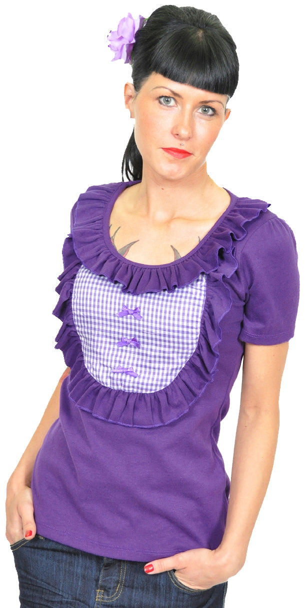 Edles_GINGHAM_Pepita_BOW_Ruffle_Kurzarm_SHIRTZHWCBm7tCoiL9