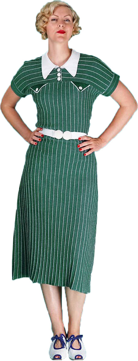 Emmy_REFINED_REBEL_Vintage_Pinstripe_30s_DRESS_A-Linie_STRICKKLEID_Gruen-1